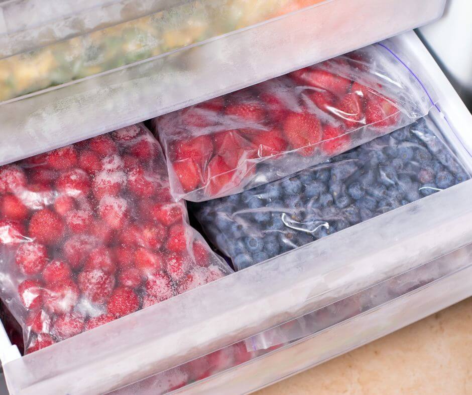 Image of frozen berries in a freezer
